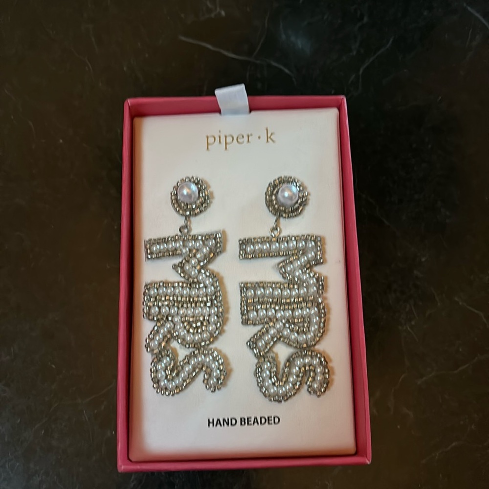 Piper K beaded MRS earrings/ new without tags